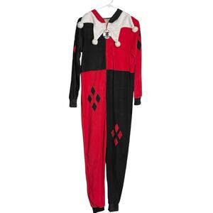 Harley‎ Quinn Halloween Costume Womens S 4/6 Fleece Zip Hooded Glasses Cosplay